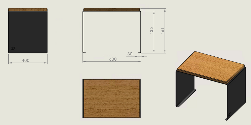 Kernform Fjell – Tisch aus Eiche & Aluminium